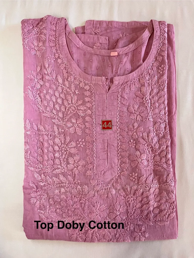 Top - Doby Cotton Lucknawi Chikankari - Dusty Pink.webp