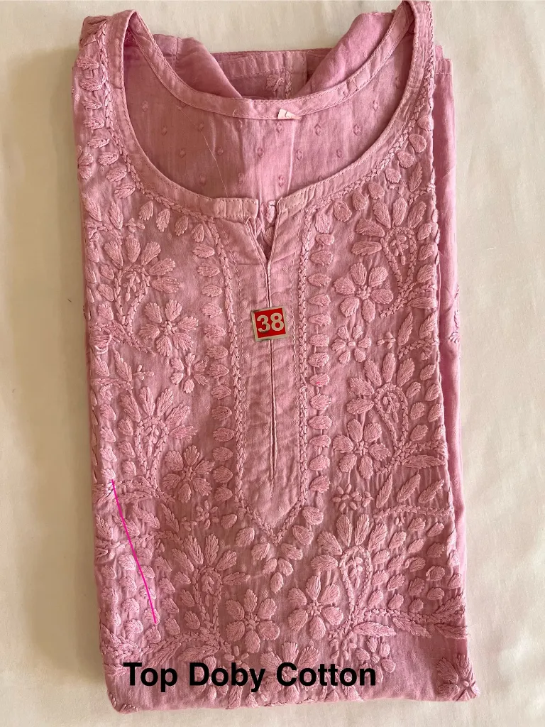 Top - Doby Cotton Lucknawi Chikankari - Dusty Pink-4.webp