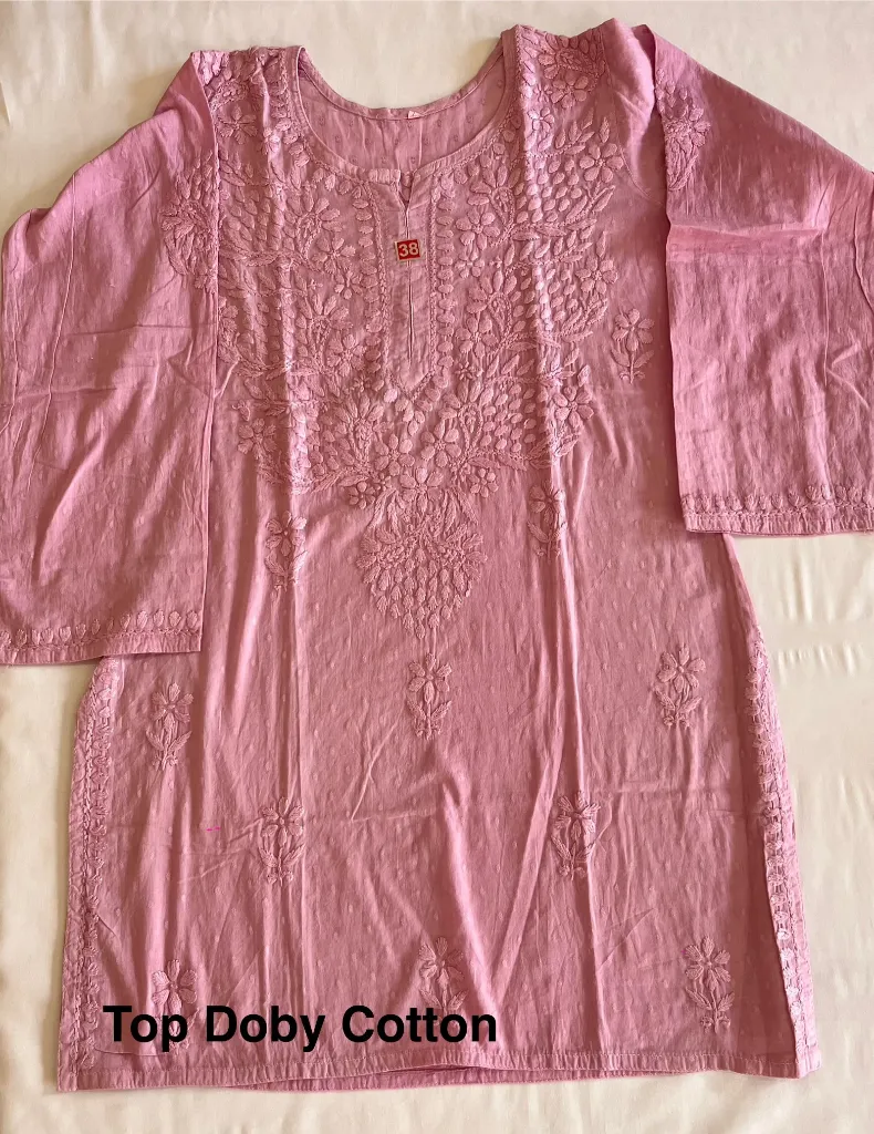 Top - Doby Cotton Lucknawi Chikankari - Dusty Pink-3.webp