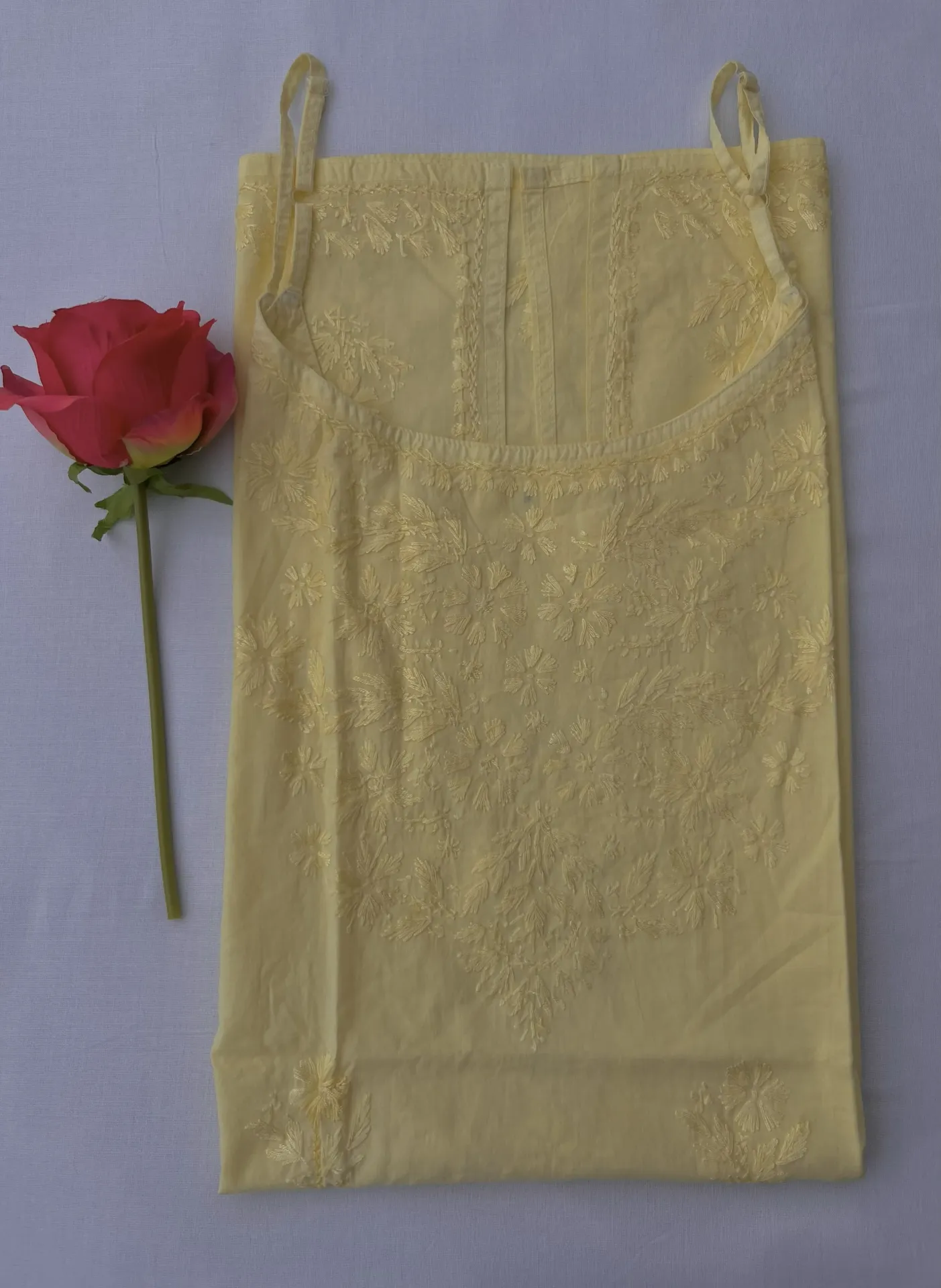 Sleeveless Top - Cotton Lucknawi Chikankari - Light Cream