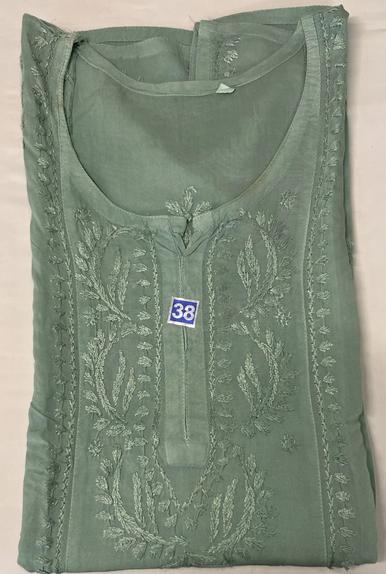 Short Kurti - Ryon Cotton Lucknawi Chikankari - Sage Green