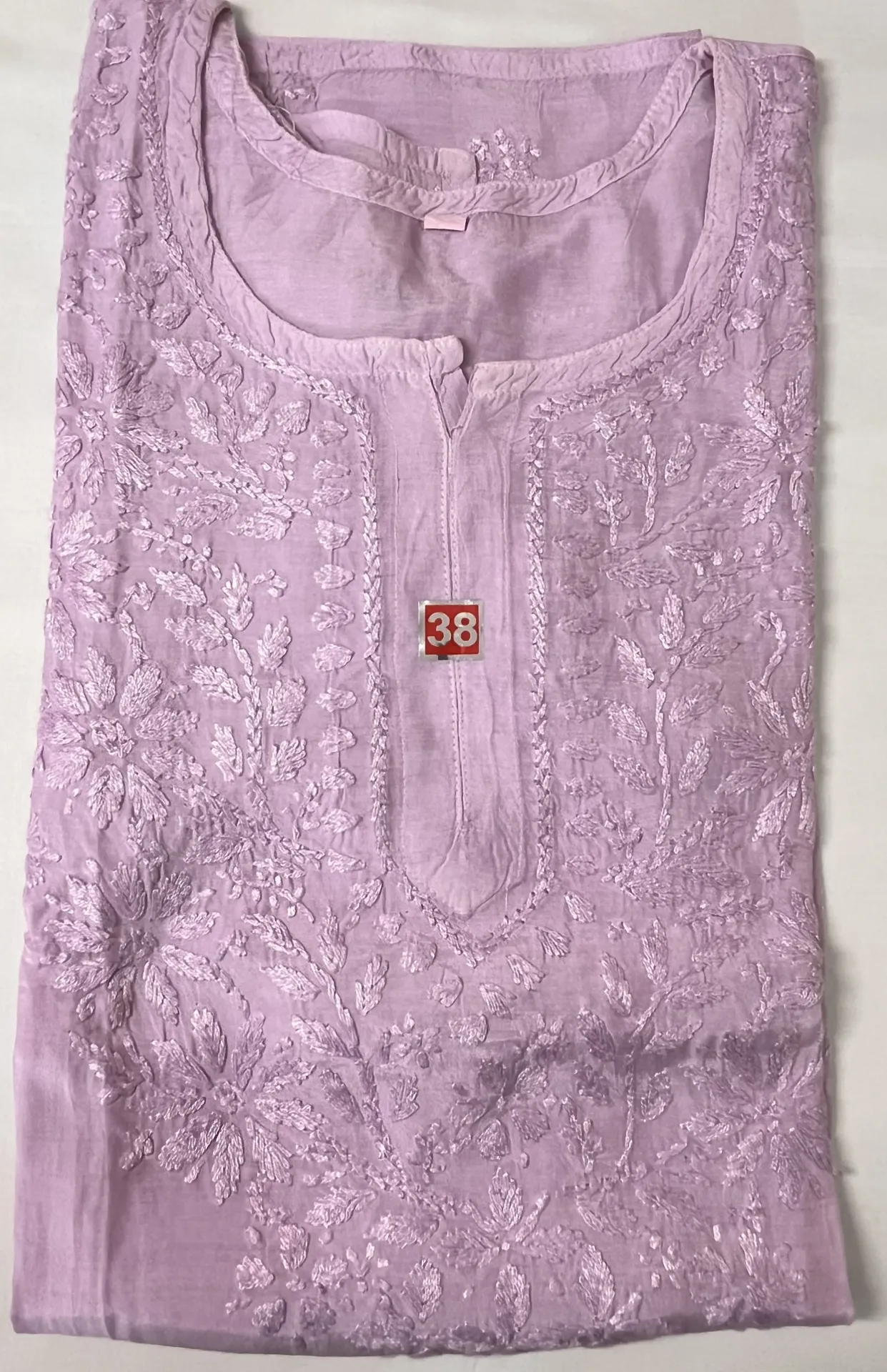Short Kurti - Ryon Cotton Lucknawi Chikankari - Light Purple