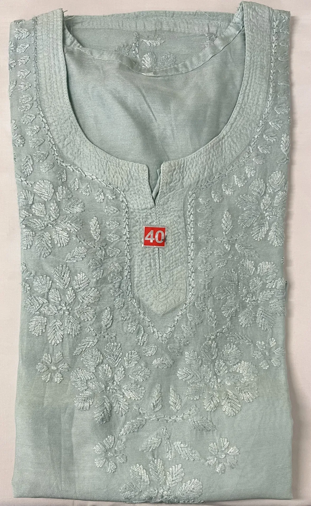 Short Kurti - Ryon Cotton Lucknawi Chikankari - Mint Green